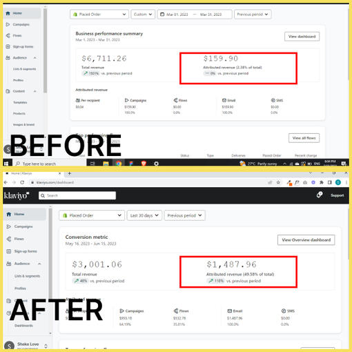 Before and After picture of case study.