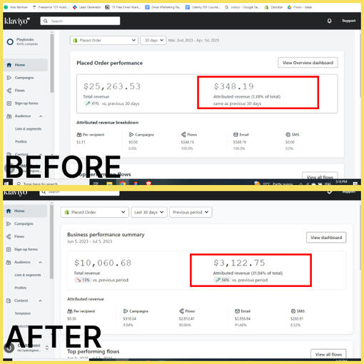 Before and After picture of case study.